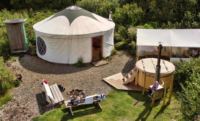 The outside space of our luxury yurts